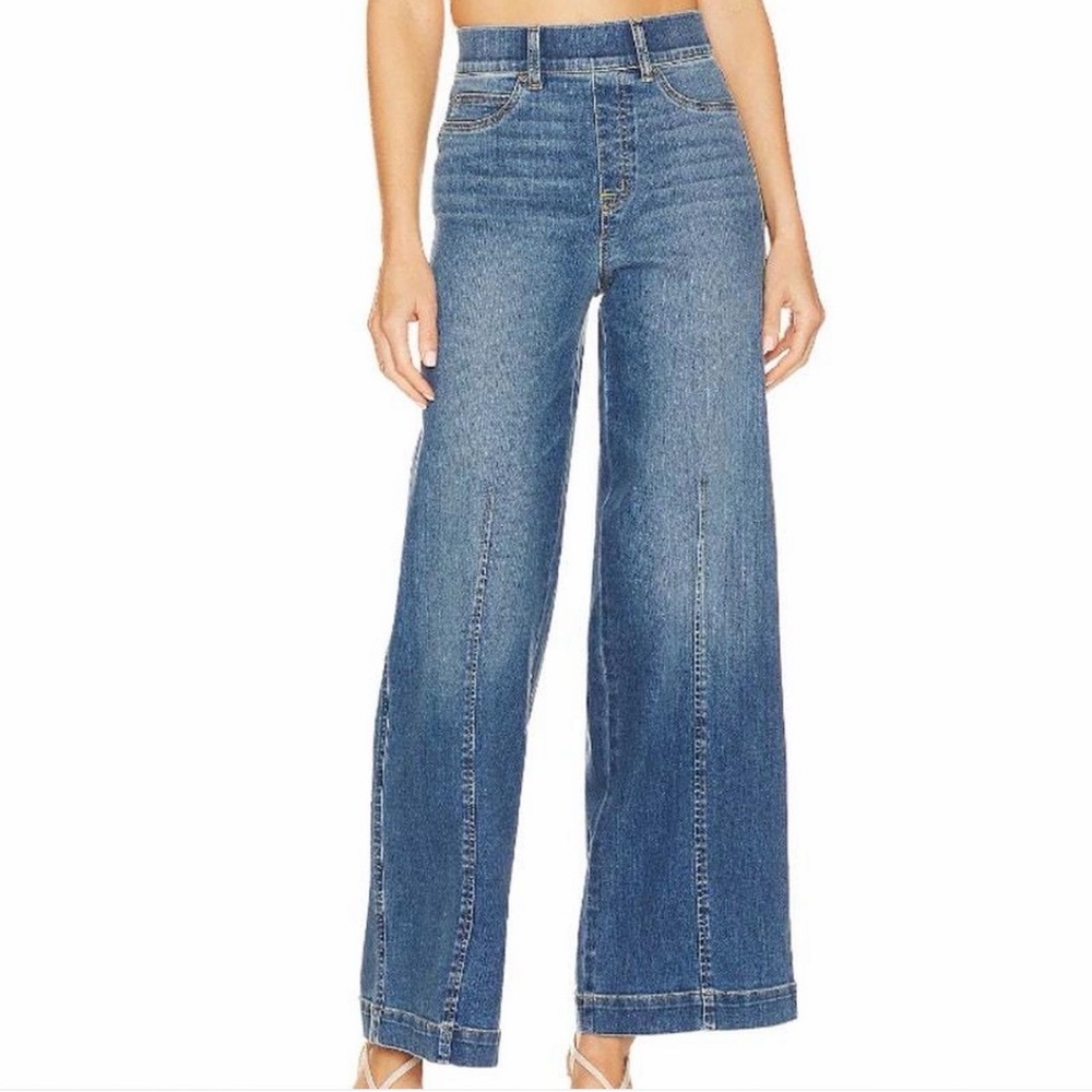 Spanx Seamed Front Wide Leg Jeans, Size Small